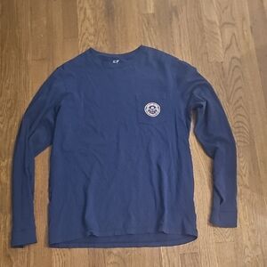 Vineyard Vines Navy Lng Slv Tee Sz M Lacrosse Prep Preppy Classic So SOFT LIKNEW